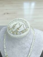 Beyaz Kristal Kolye Küpe Bileklik Set