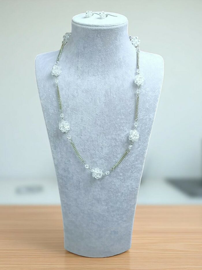Kristal Zincir Model Kolye Küpe Set