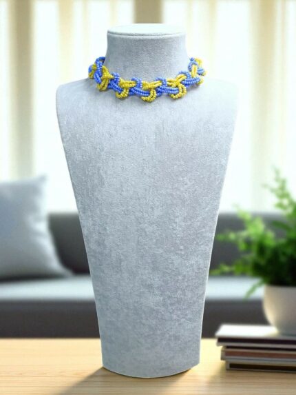Kum Boncuk Örgü Model Choker Kolye
