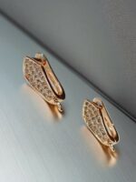 Zirkon Taş Rodyum Kaplama Küpelik Bronz Model 2