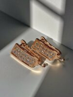 Zirkon Taş Rodyum Kaplama Küpelik Bronz Model 3