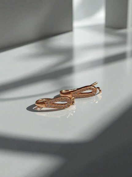 Zirkon Taş Rodyum Kaplama Küpelik Bronz Model 6